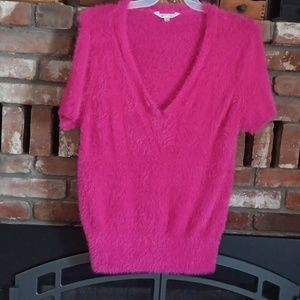 Fuzzy bright pink sweater 1x